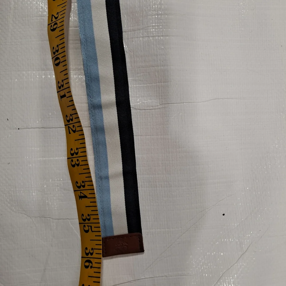 Brooks Brothers Blue Striped Fabric Double D Ring Belt